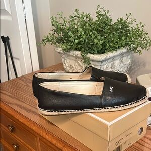 Michael Kors Black Espadrille Slip-Ons with Jute Sole